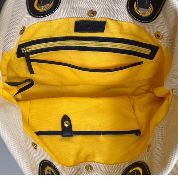 Dooney & Bourke Large Cream East West Grommet Tote Bag Shopper Handbag Purse - Picture 8 of 16